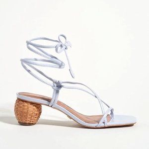Vincenza Shoes Leather Wrap Woven Ball Heel Thong Sandal Sky Blue EUR 40/US 9